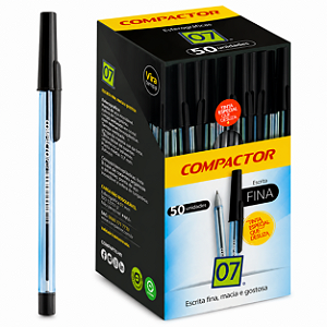 CANETA ESFEROGRAFICA 07 PRETA CX C/50 COMPACTOR