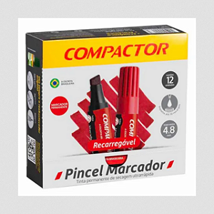 PINCEL MARCADOR CX C/12 UN VERMELHA COMPACTOR