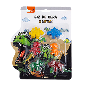 GIZ DE CERA FORMATOS RAPTORS 6 CORES - BLISTER C/ 6UN BRW