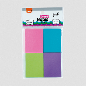 BLOCO SMART NOTES 38X51MM- COLOR RS/AZ/VD/RX - 50FLS -  4BLOCOS