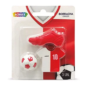 BORRACHA FUTEBOL VERM E BRANCO ACRILEX