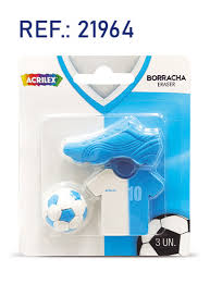 BORRACHA FUTEBOL AZUL E BRANCO SEM COR ACRILEX
