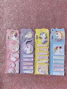 CONJ ADESIVOS E RECADINHOS CUTE 6,5X21 15FL CADA UN UNICORNIO