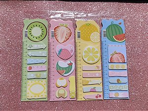 CONJ ADESIVOS E RECADINHOS CUTE 6,7X21,7 15FL CADA UN FRUTAS VMP