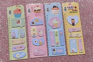 CONJ ADESIVOS E RECADINHOS CUTE 6,7X21,7 15FL CADA UN DOCES UNIDADE