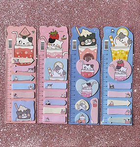 CONJ ADESIVOS E RECADINHOS CUTE 6,7X21,7 15FL CADA UN GATINHO UNIDADE