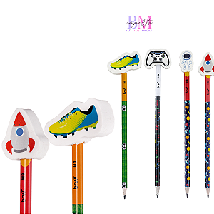LÁPIS HB - ESTAMPADO C/ PONTEIRA BORRACHA ADVENTURE UNIDADE BRW