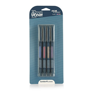 CANETA ESF. OCEAN 0.7 COLORIDA - ESTOJO C/ 4 UNID LEO E LEO
