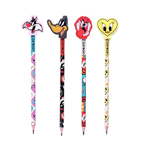 LAPIS HB COM BORRACHA NA PONTA LOONEY TUNES UNIDADE LEO E LEO