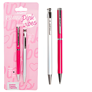KIT PINK VIBES C/1 CANETA E 1 LAPISEIRA LEOARTE