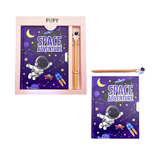 KIT ANOTACAO PEQUENO ASTRONAUTA LARANJA  FOFY