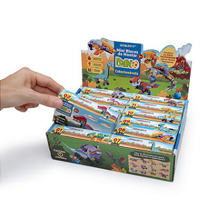 BLOCO DE MONTAR MINI DINO CAIXA C/12 UNID LEO E LEO