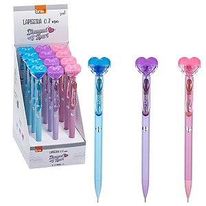 LAPISEIRA PLÁSTICA 0,7MM DIAMOND HEART CX C/12 UNID BRW