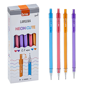 LAPISEIRA PLÁSTICA 0,7MM NEONCUTE CX C/12 UNID BRW