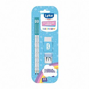 KIT ESCOLAR AZUL PASTEL - 2 LAPIS GRAFIT LYKE