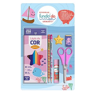 KIT LAPIS DE COR 12 CORES FUNDO DO MAR  LEO E LEO