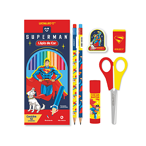 KIT LAPIS DE COR 12 CORES SUPERMAN -  LEO E LEO