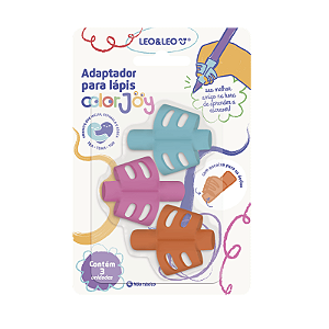 ADAPTADOR DE LAPIS COM ENCAIXE DE DEDO COLOR JOY - BLISTER C/ 3 PECAS LEO E LEO
