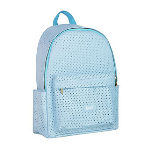 MOCHILA PU PERFURADA - 2 COMPART. E 2 BOLSOS - AZUL PASTEL BRW