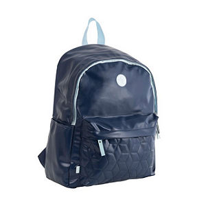 MOCHILA PU - 2 COMPART. + 2 BOLSOS LATERAIS - MATELASSE AZUL BRW