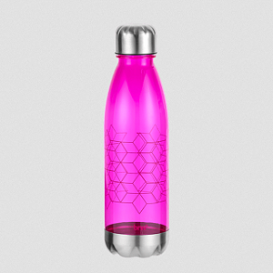 GARRAFA PLÁSTICA ESTAMPADA C/ TAMPA AL - 700ML - MATELASSE ROSA BRW