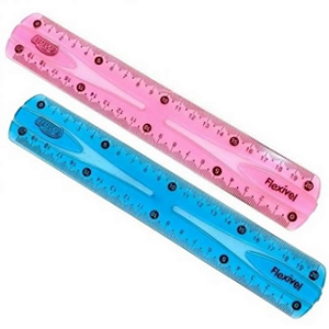 RÉGUA FLEXÍVEL 20 CM CORES AZUL E ROSA UNIDADE BRW