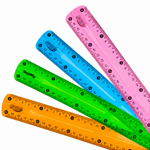 RÉGUA FLEXÍVEL 30 CM CORES (AZ, RS, LJ, VD) UNIDADE BRW