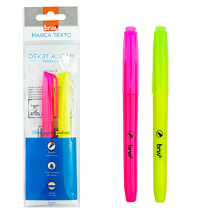 MARCA-TEXTO FLUORESCENTE AMARELO E ROSA - BLISTER C/ 2UN BRW