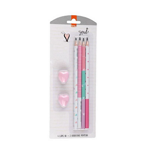 KIT ESCOLAR S2 6UN (4 LAPIS HB, 2 BORRACHAS) BRW