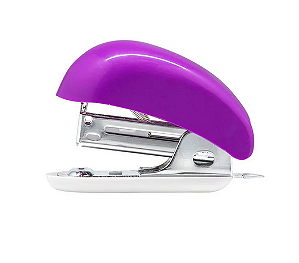 GRAMPEADOR PLÁSTICO MINI PARA 20FLS C/ BARRA 26/6 - BASE DE 6,8CM (ROXO) BRW