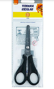 TESOURA DE AÇO C/ RÉGUA 13CM PRETA UNIDADE BRW