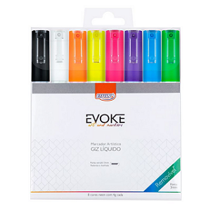 GIZ LÍQUIDO 3MM - 8 UNIDADES 4GR - CORES NEON - BLISTER BRW