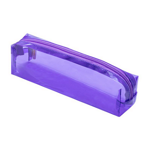 ESTOJO TRANSPARENTE QUADRADO - 1 ZIPER - ROXO BRW