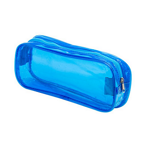 ESTOJO TRANSPARENTE - 1 ZIPER - AZUL BRW
