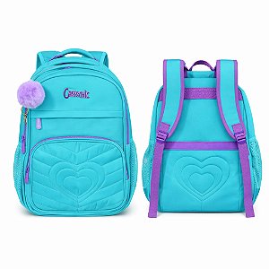MOCHILA REFORÇADA CARRYCHIC VERDE AGUA E ROXO