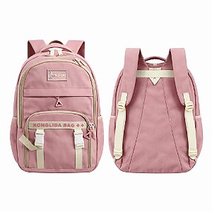 MOCHILA RLD BAG ROSA  E BRANCO