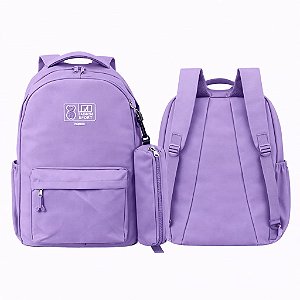 MOCHILA COM ESTOJO URSO LILAS