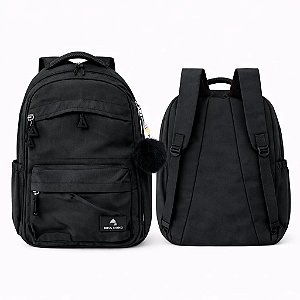 MOCHILA MISS DONG PRETO COM POMPOM