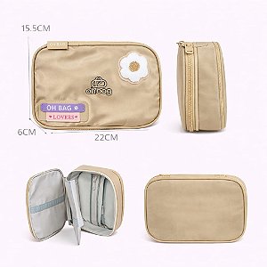 ESTOJO BOX OH BAG FLOWER BEGE