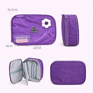 ESTOJO BOX OH BAG FLOWER ROXO