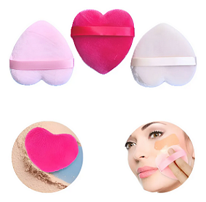 KIT ESPONJA CORAÇÃO P/ MAQUIAGEM BASE E PÓ AVELUDADA