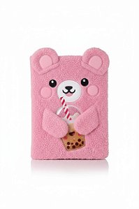 CADERNO PELÚCIA URSO ROSA A5
