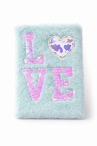 CADERNO PELÚCIA LOVE VERDE A5