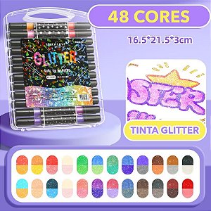 PONTA DUPLA COM GLITTER 24 CORES