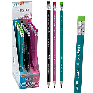 LÁPIS HB ESTAMPADO SÁTIRA - RESINA TRIANGULAR CAIXA C/18 UNIDADES