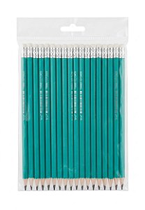 LAPIS HB VERDE DE RESINA PLÁSTICA SEXTAVADO COM BORRACHA KIT C/ 36 UNIDADES BRW