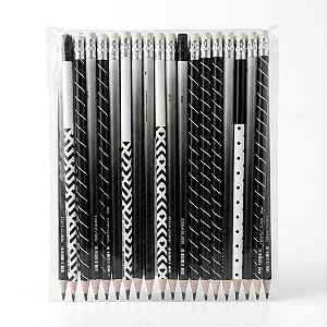 LÁPIS HB ESTAMPADO BLACK - RESINA PLÁSTICA REDONDO COM BORRACHA KIT C/36 UNID