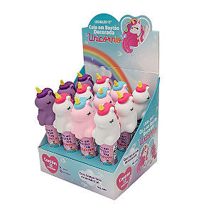 COLA BASTAO DECORADA UNICORNIO 10GRAMAS CX C/12 UNID LEO E LEO