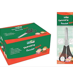 TESOURA ESCOLAR BLACK INOX 130MM CABO PRETO CX/24 UNID LEOELEO