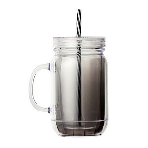 COPO PLÁSTICO COM CANUDO 600ML -  DEGRADÊ CINZA BRW
